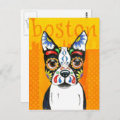 Boston Terrier Day of the Dead Postkarte (Vorne/Hinten)