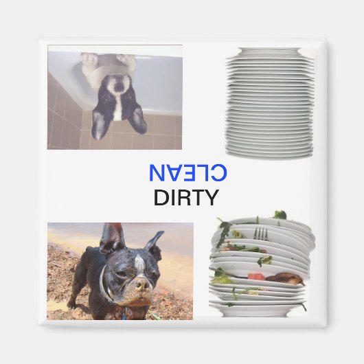 Boston Terrier Dirty/Clean Geschirrspüler Magnet (Vorne)