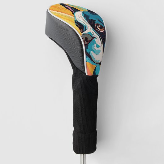 Boston Terrier Dog 004 - Bruno Pokopen Golf Headcover (angewinkelt)