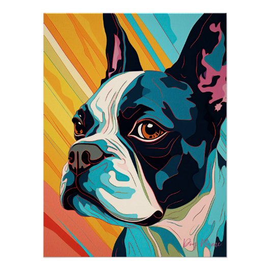 Boston Terrier Dog 004 - Bruno Pokopen Poster (Vorderseite)