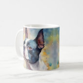 Boston Terrier Dog 173 Wasserfarbe Kaffeetasse (Vorderseite Links)