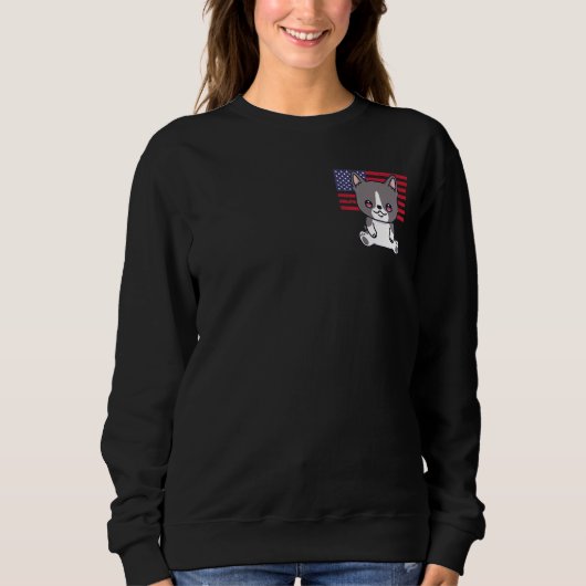 Boston Terrier Dog 4. Juli Patriotische USA Ameri Sweatshirt (Vorderseite)