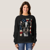 Boston Terrier Dog American Flag 4th of July Patri Sweatshirt (Vorne ganz)