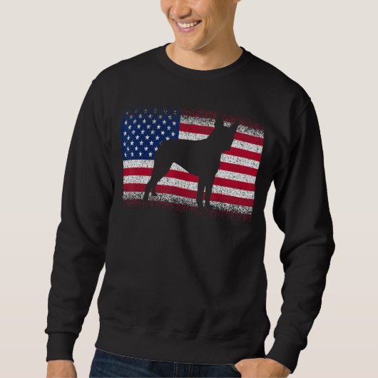 Boston Terrier Dog & American Flag Patriotic Juli Sweatshirt (Vorderseite)