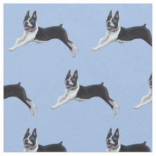 Boston Terrier Dog Art Fabric Stoff