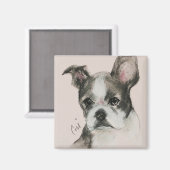 Boston Terrier Dog Art Magnet (Vorderseite/Rückseite)