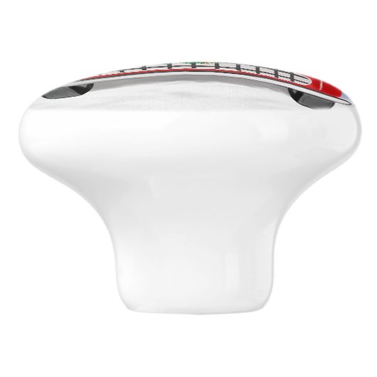 Boston Terrier Dog Autofahren Auto in Schnee Weihn Keramikknauf (Seitenansicht)