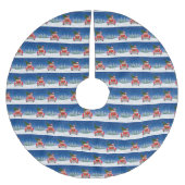 Boston Terrier Dog Autofahren Auto in Schnee Weihn Polyester Weihnachtsbaumdecke (Vorderseite)