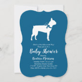 Boston Terrier Dog Baby Shower Blue Boy Einladung (Vorderseite)