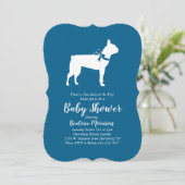 Boston Terrier Dog Baby Shower Blue Boy Einladung (Stehend Vorderseite)