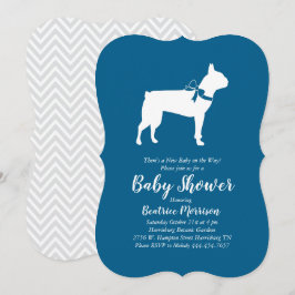 Boston Terrier Dog Baby Shower Blue Boy Einladung