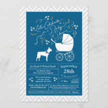 Boston Terrier Dog Baby Shower Blue Boy