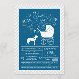 Boston Terrier Dog Baby Shower Blue Boy Einladung