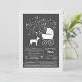 Boston Terrier Dog Baby Shower Einladung (Stehend Vorderseite)