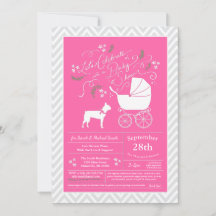 Boston Terrier Dog Babydusche Pink Girl