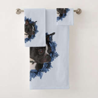 Boston Terrier Dog Badhandtuch Set