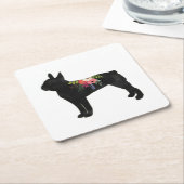 Boston Terrier Dog Breed Boho Silhouette Rechteckiger Pappuntersetzer (angewinkelt)