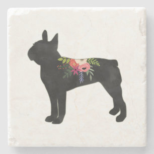 Boston Terrier Dog Breed Boho Silhouette Steinuntersetzer