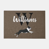 Boston Terrier Dog Breed Monogram Nachname Fußmatte (Vorderseite)