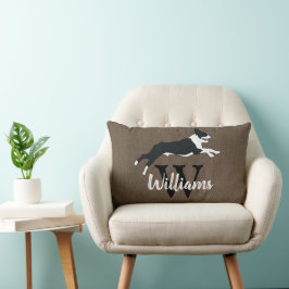 Boston Terrier Dog Breed Monogram Nachname Lendenkissen