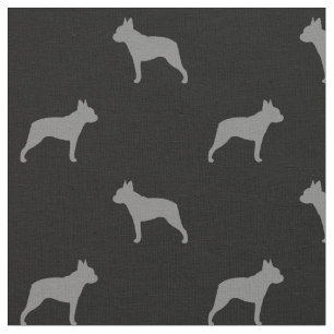 Boston Terrier Dog Breed Silhouetten Muster Stoff