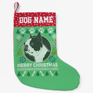 Boston Terrier Dog Breed Ugly Christmas Sweater Kleiner Weihnachtsstrumpf