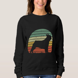 Boston Terrier Dog Breed Vintag Retro Sunset Silh Sweatshirt