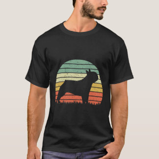 Boston Terrier Dog Breed Vintag Retro Sunset Silh T-Shirt