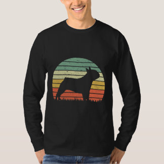 Boston Terrier Dog Breed Vintag Retro Sunset Silh T-Shirt