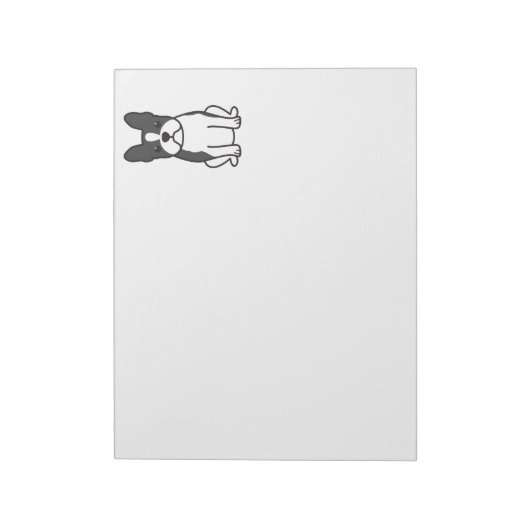 Boston Terrier Dog Cartoon Notizblock (Rotiert)