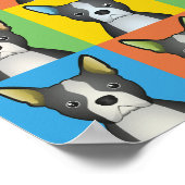 Boston Terrier Dog Cartoon Pop Art Poster (Ecke)