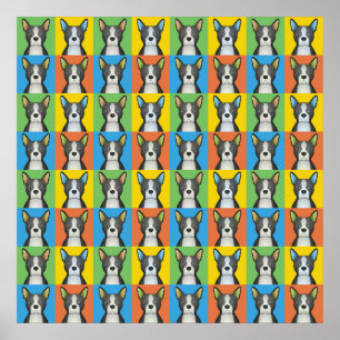 Boston Terrier Dog Cartoon Pop Art Poster