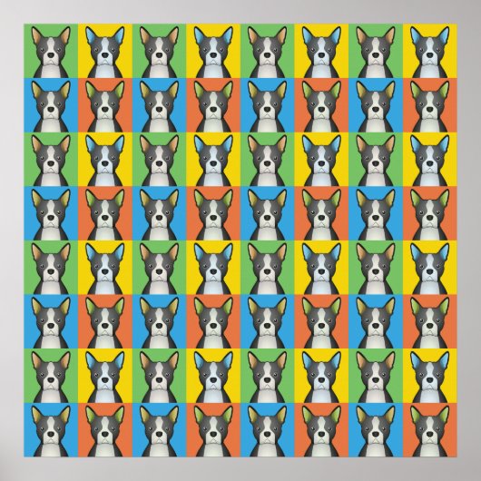 Boston Terrier Dog Cartoon Pop Art Poster (Vorne)