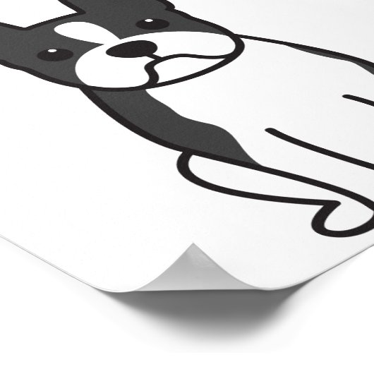 Boston Terrier Dog Cartoon Poster (Ecke)