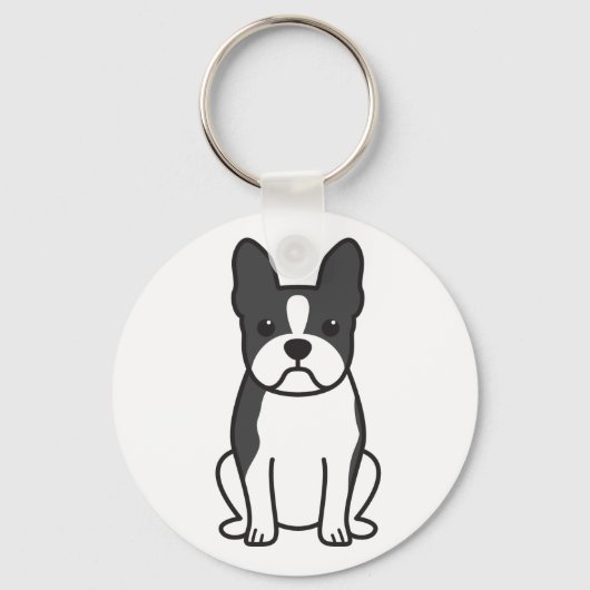Boston Terrier Dog Cartoon Schlüsselanhänger (Vorderseite)