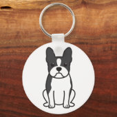 Boston Terrier Dog Cartoon Schlüsselanhänger (Vorderseite)