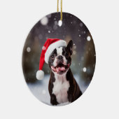Boston Terrier Dog Christmas Keepake Keramik Ornament (Rechts)