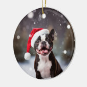 Boston Terrier Dog Christmas Keepake Keramik Ornament (Links)