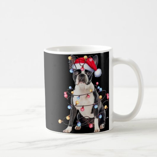 Boston Terrier Dog Christmas Lights Xmas Dog T Shi Kaffeetasse (Rechts)