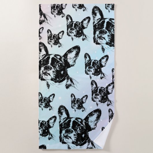 Boston Terrier Dog Design Strandtuch (Vorderseite)