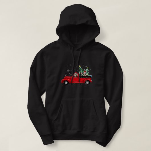 Boston Terrier Dog Driving Xmas Truck Weihnachten Hoodie (Design vorne)
