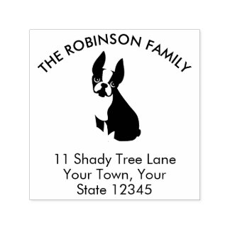 Boston Terrier Dog Family Zuhause-Adresse Permastempel