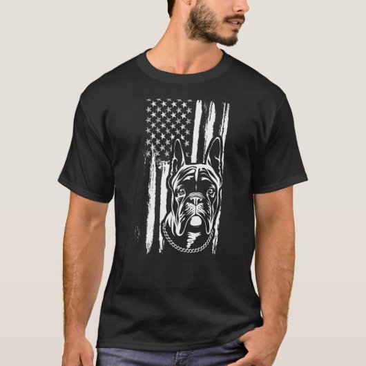 Boston Terrier Dog Funny Niedlich American Flag US T-Shirt (Vorderseite)