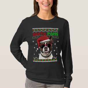 Boston Terrier Dog Funny Santa Paws Weihnachten T-Shirt