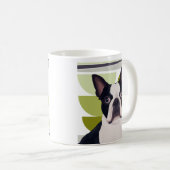 Boston Terrier Dog - Green Geometric Kaffeetasse (VorderseiteRechts)