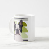 Boston Terrier Dog - Green Geometric Kaffeetasse (Vorderseite Links)