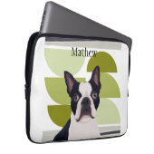 Boston Terrier Dog - Green Geometric Laptopschutzhülle (Vorne Rechts)