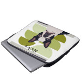 Boston Terrier Dog - Green Geometric Laptopschutzhülle (Vorne Knopf)