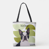 Boston Terrier Dog - Green Geometric Tasche (Rückseite)