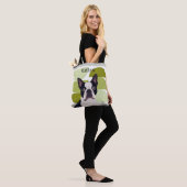 Boston Terrier Dog - Green Geometric Tasche (Am Model)